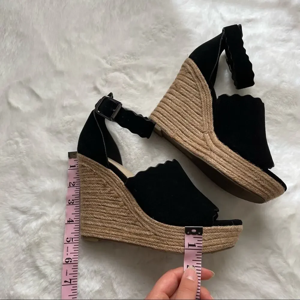 Marc Fisher Black Suede Wedges Size 7.5